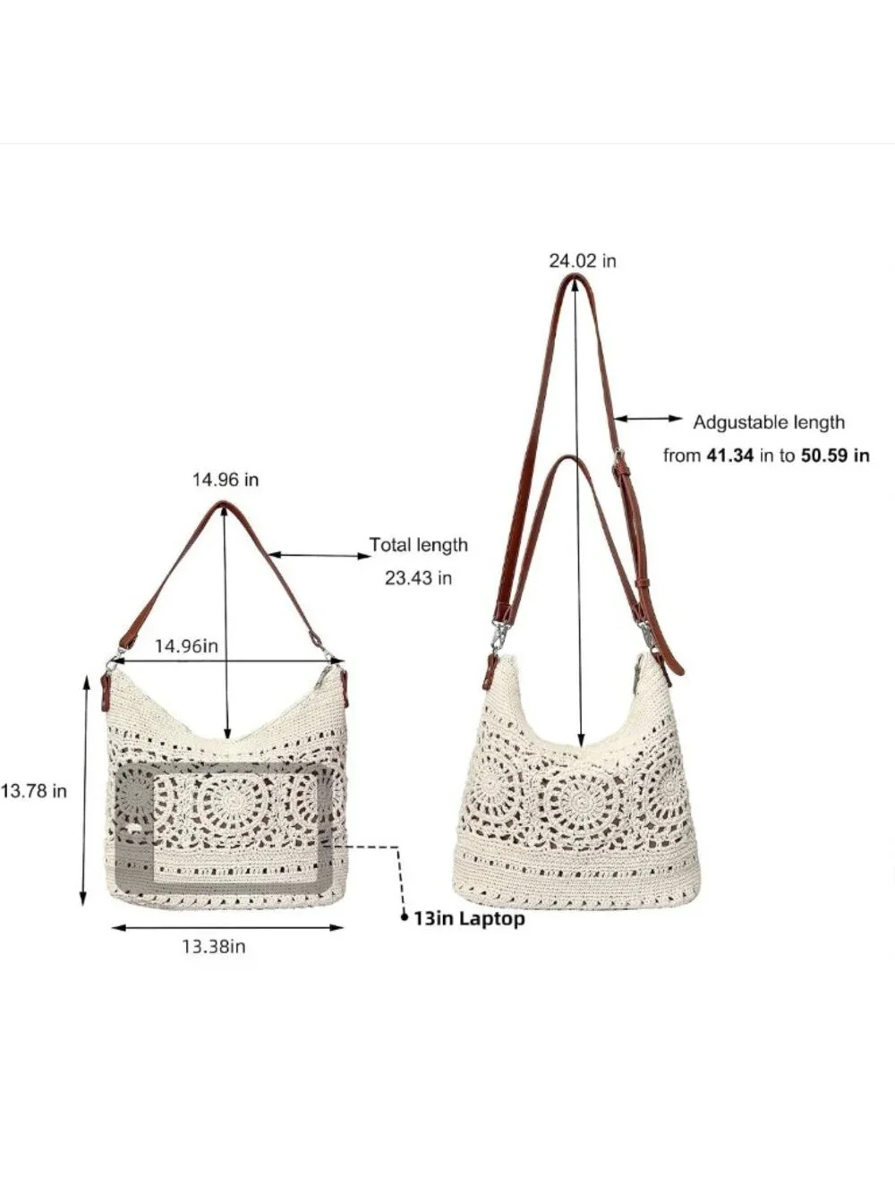 Large Crochet Shoulder Bag for Women | Slouchy Knit Hobo Tote | Soft Boho Style